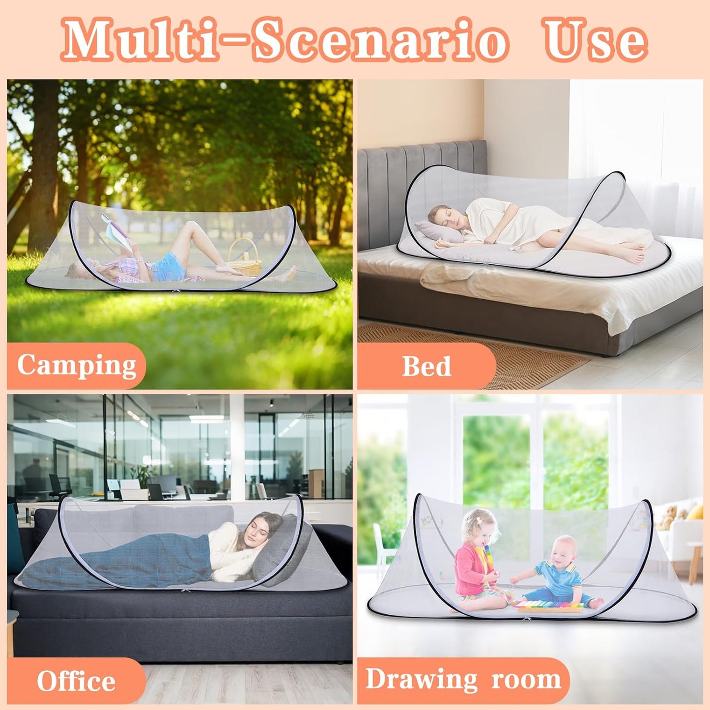 78.7 x 31.5 x 23.6 Inch Large Collapsible Portable Mosquito Net, Pop Up Mosquito Tent, Suitable for Adult Baby Camping, Bedroom Mosquito Net for Bed