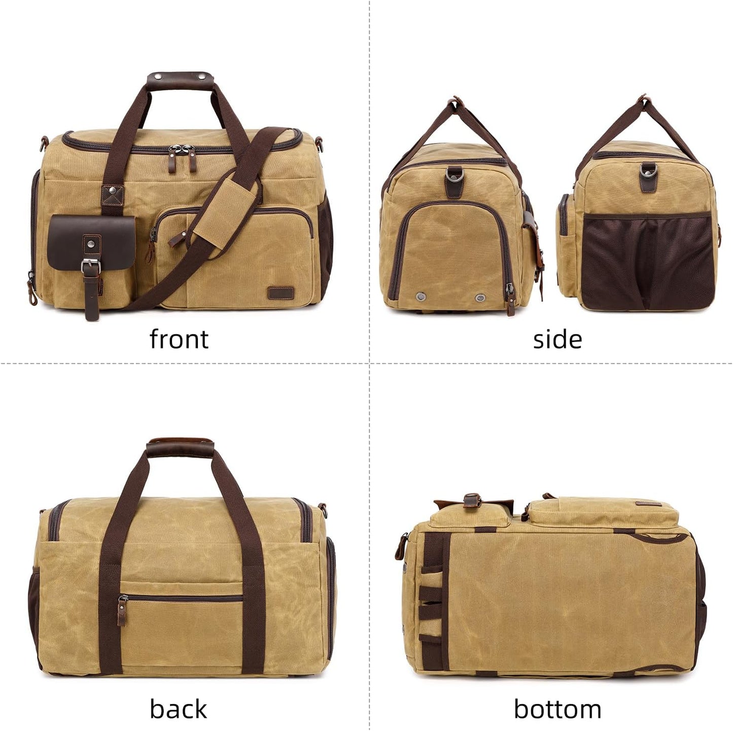 Travel Duffle Bag Weekender Bag with Shoe Compartment Overnight Bag for Men Travel Bag Carry On Lugguage Brown