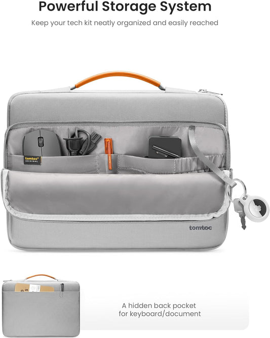 tomtoc 360° Protective Laptop Sleeve for 15 -15.6 Inch HP | Dell | Asus | Acer | Thinkpad | Samsung Laptops Ultrabooks Notebooks, Spill-Resistant 15.6 Inch Laptop Tablet Briefcase, Gray