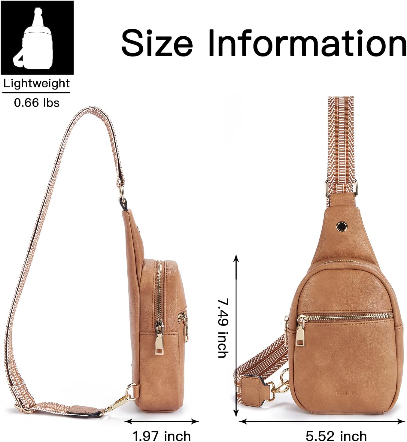 Telena Small Sling Bag for Women Leather Crossbody Fanny Packs Chest Bag for Women