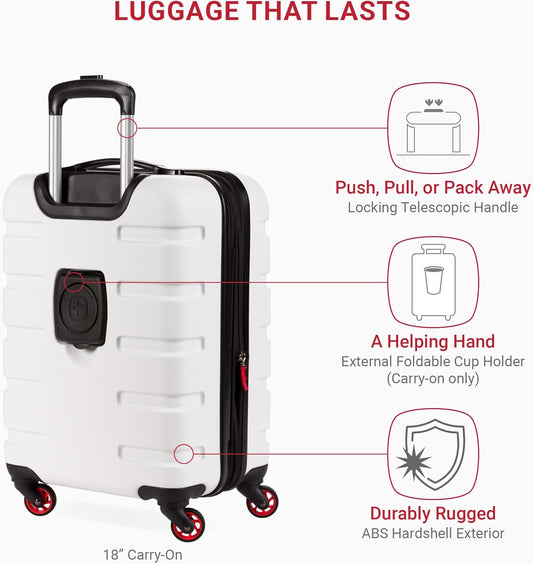 SwissGear 7366 Hardside Expandable Luggage with Spinner Wheels, White, 3-Piece Set (19/23/27)