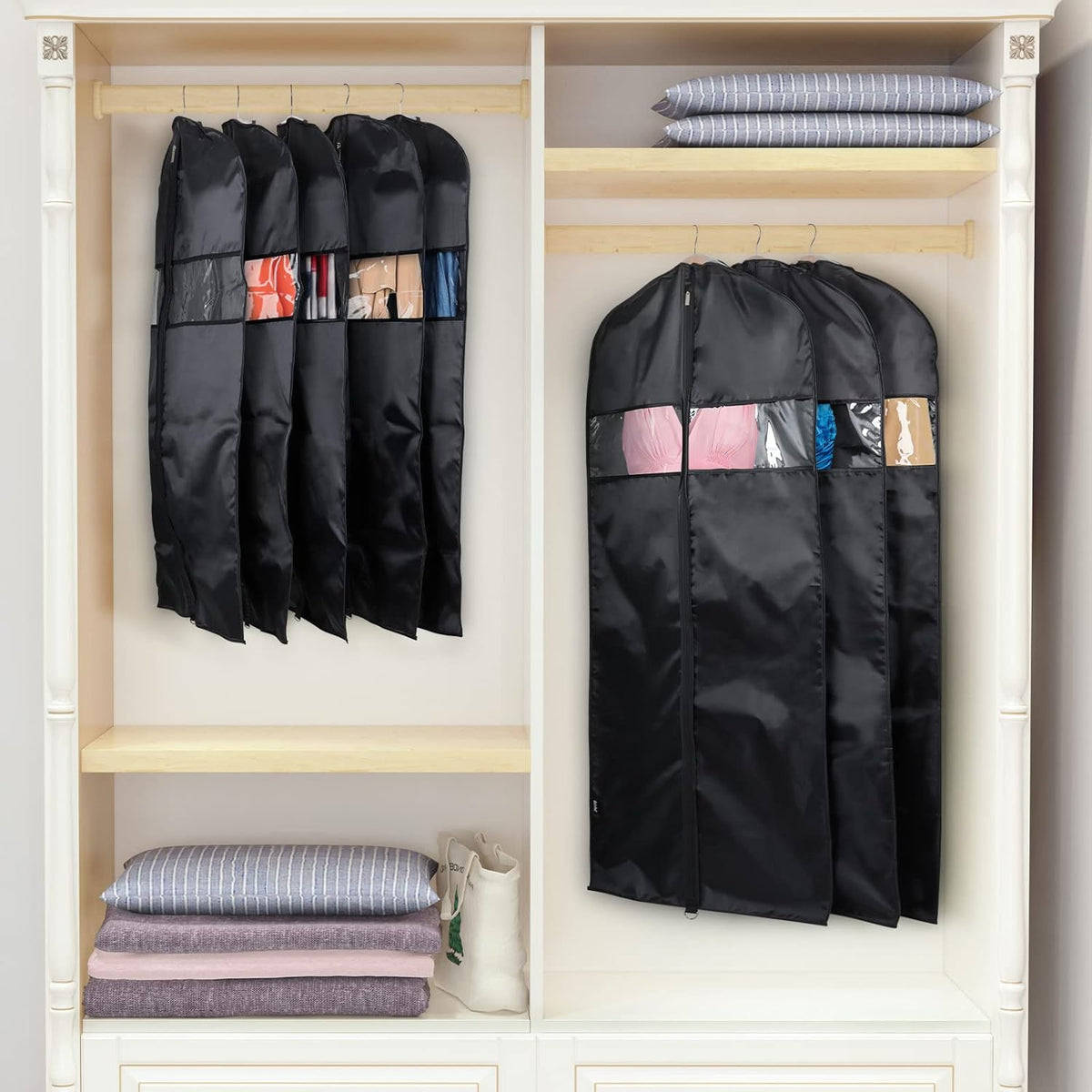 Univivi Lightweight Garment Bag Suit Bag for Storage and Travel (24"X50"-5pcs - Oxford)