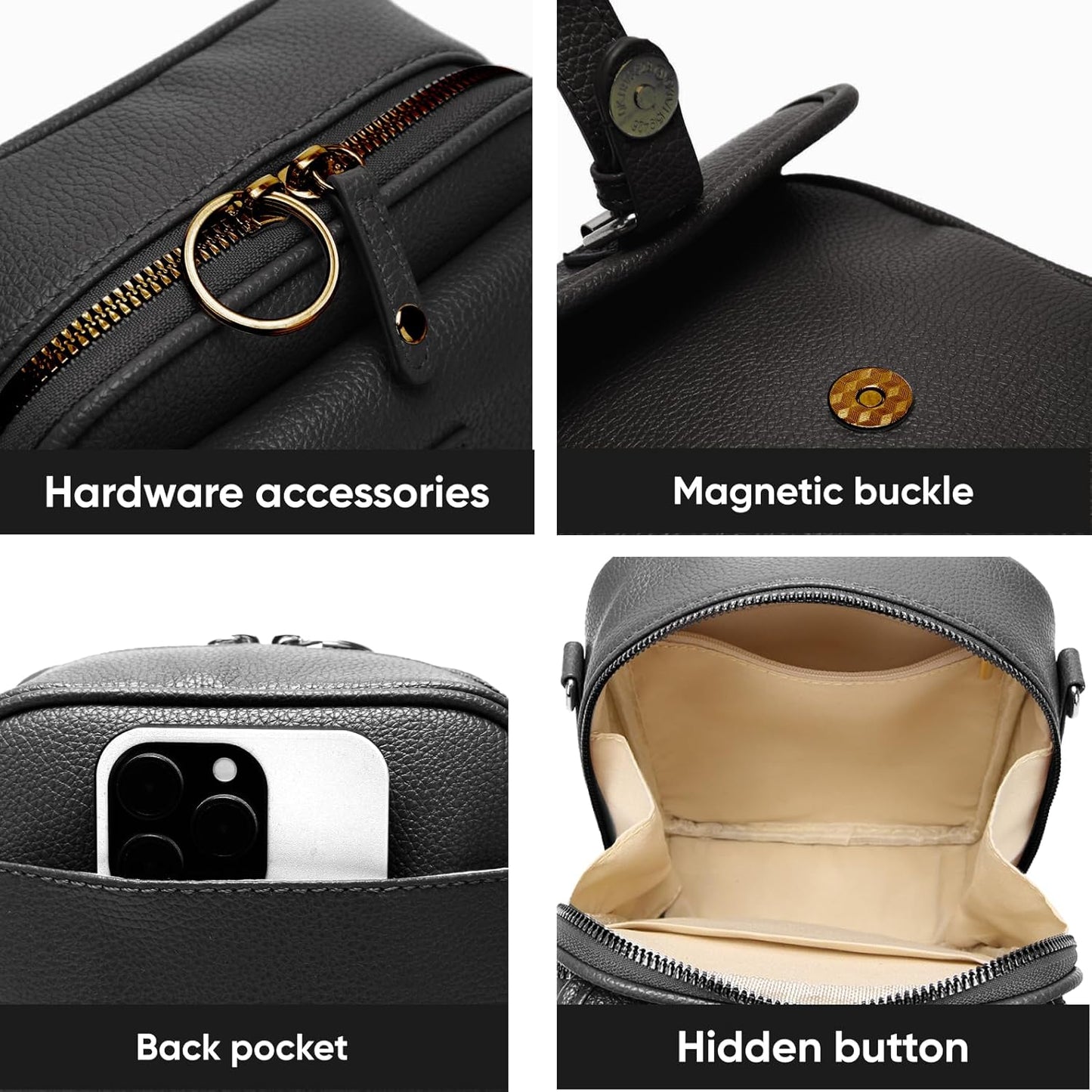 1060 Leather Crossbody Bags for Women Anti-Theft Vegan Purse with Card Slots, Travel Shoulder Bag, Waterproof Crossbody Purse