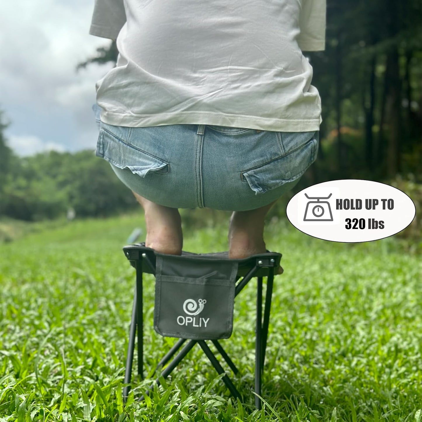 Opliy Camping Stool, Folding Small Chair Portable Camp Stool for Camping Fishing Hiking Gardening and Beach, Camping Seat with Carry Bag (Gray)