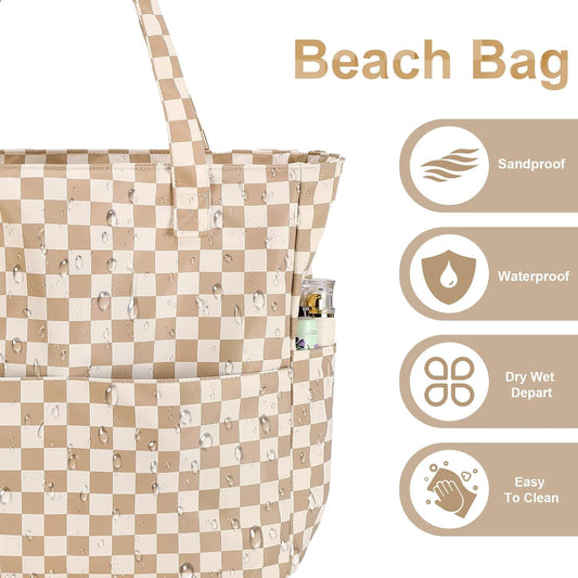Beach Pool Bags Tote for Women Ladies Large Gym Tote Carry On Bag With Wet Compartment for Weekender Travel Waterproof