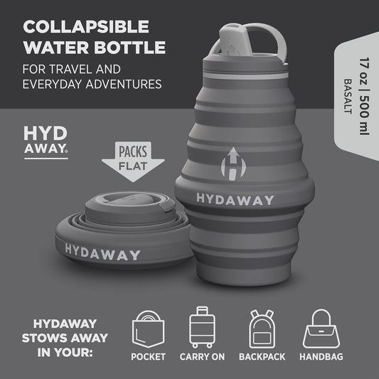 HYDAWAY 17oz Collapsible Water Bottle - BPA-Free, Leakproof, Lightweight, and Space-Saving - Perfect for Travel, Hiking, and Everyday Hydration