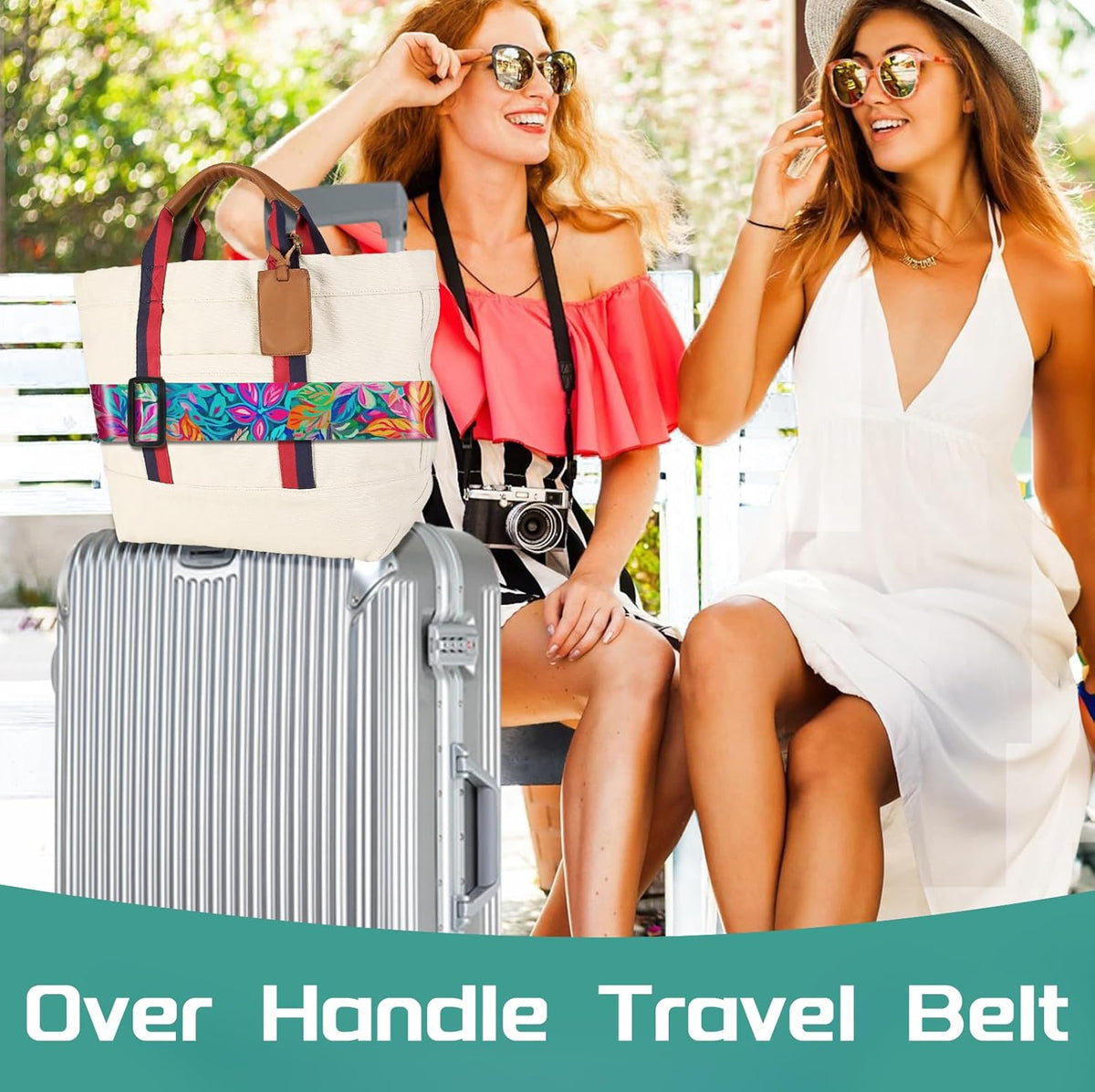 Slohif Luggage Straps for Suitcases Travel Belt Accessories Luggage Connector Identifiers Over Handle with Buckle Unique Nylon Adjustable Strap for Sleeping Bag Car Seat Colorful Leaf (2 Pack)