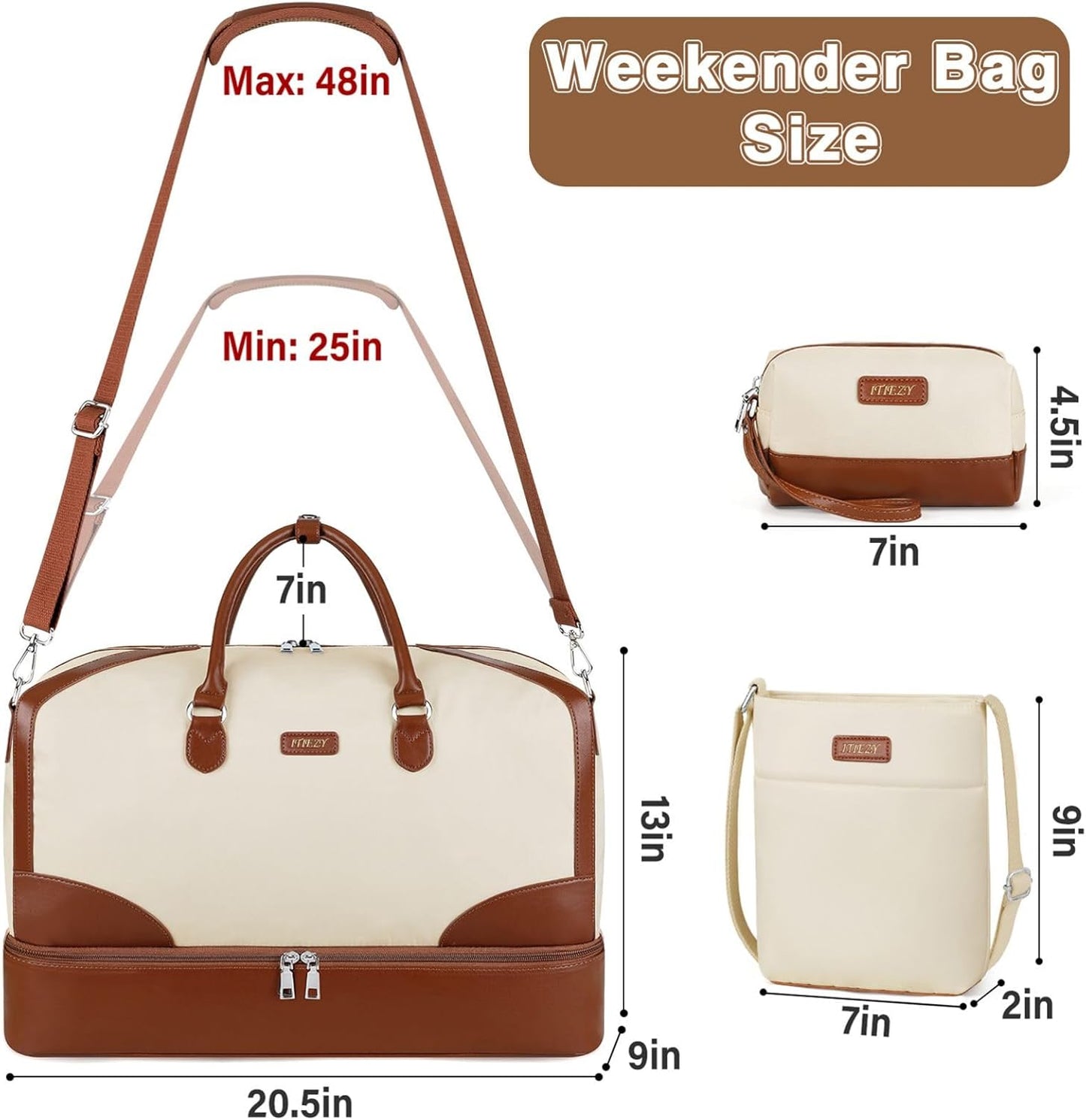 Weekender Bag for Women, Travel Duffel Bag Carry On Overnight Bag with Shoe Compartment Large Nylon Travel Weekend Tote Bag