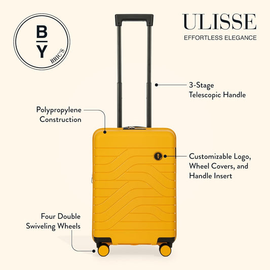 Bric's B|Y Ulisse 21-Inch Spinner - Luxury Carry-On Luggage With Spinner Wheels - Hard Shell Suitcases Made From Durable Polypropylene and Polycarbonate - Mango