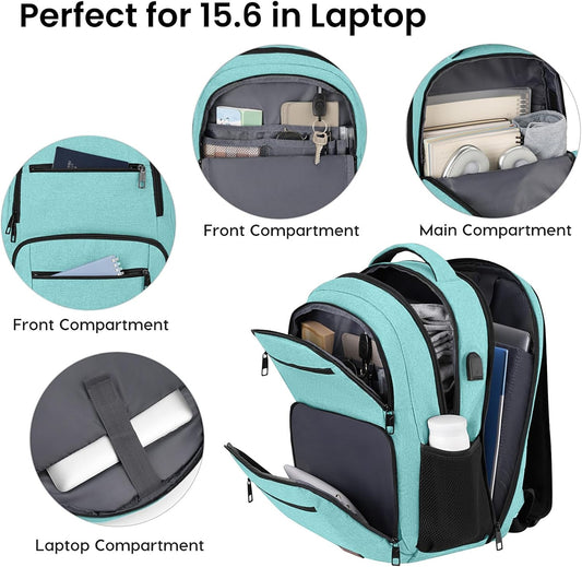 Backpack for Girls Women, School Backpack for Teen Boys, Lightweight Casual High School Bookbag, Daily-use Travel Laptop Backpack with USB Charging Port Fits 15.6 Inch Notebook