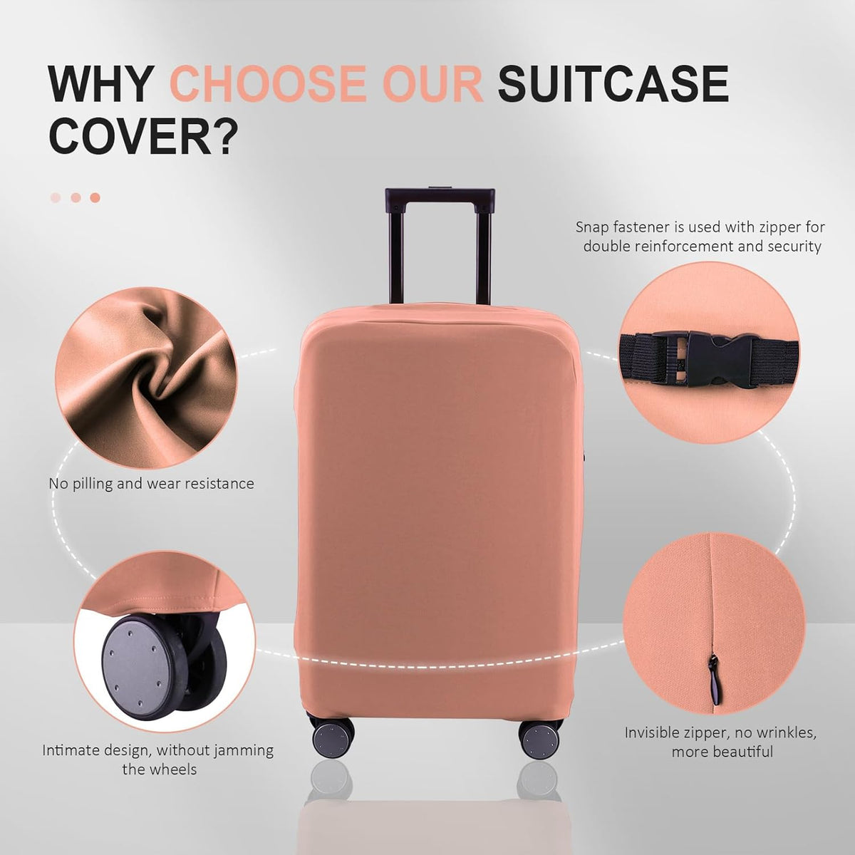 Travel Luggage Cover - Scratch-Resistant Fit 19-33 Inch, Pink, 3XL