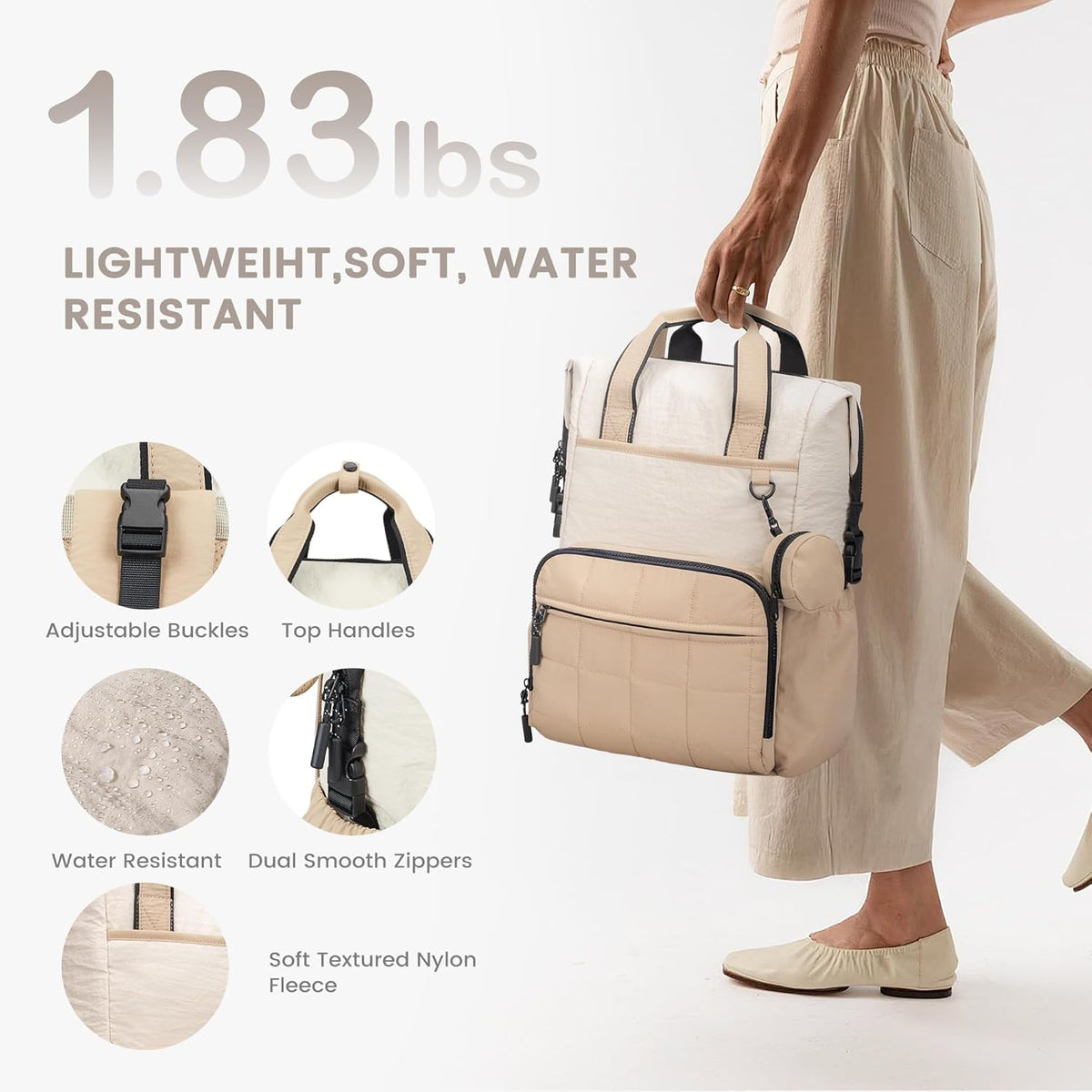 VONAL Diaper Bag Backpack, Lightweight Baby Diaper Bags, Travel Large Diaper Bag with Changing Station, Khiki Diaper Backpack for Boys Girls Newborn with Insulated Pockets, Stroller Straps