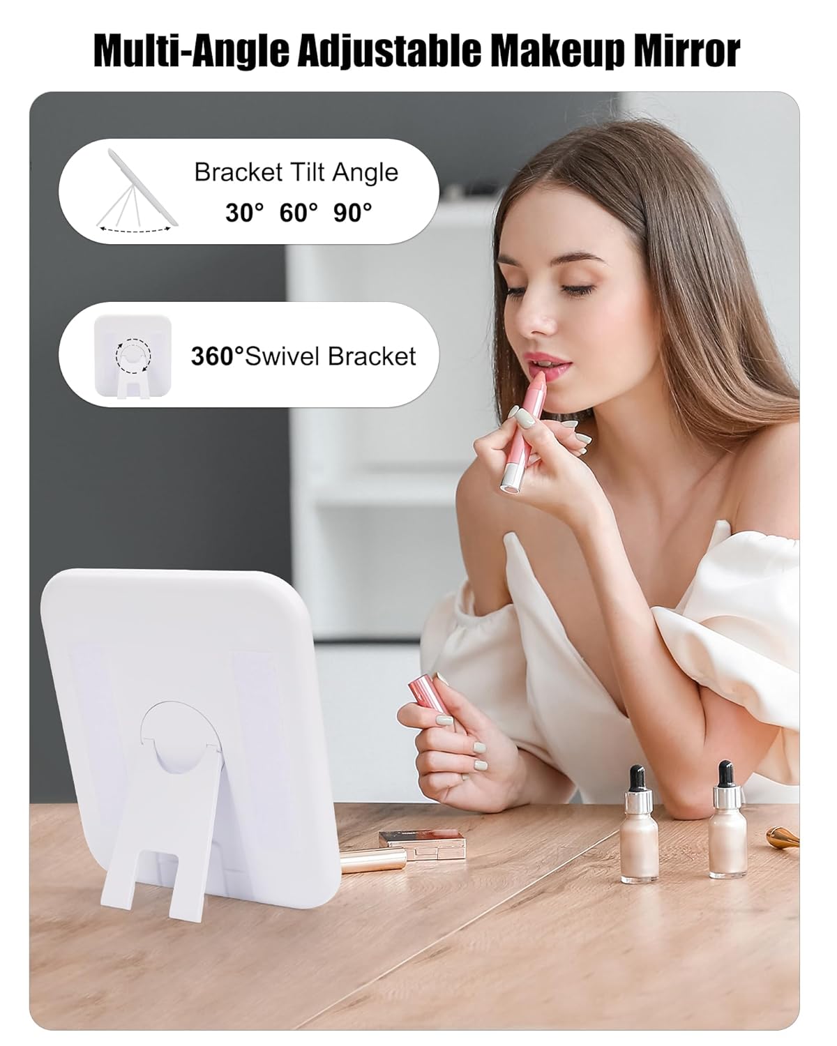 Relavel Travel Makeup Bag With LED Mirror, Portable Cosmetic Organizer Bag with Adjustable Brightness in 3 Color Scenarios, Small Train Case with Detachable Dividers for Trip- Brown Bowknot