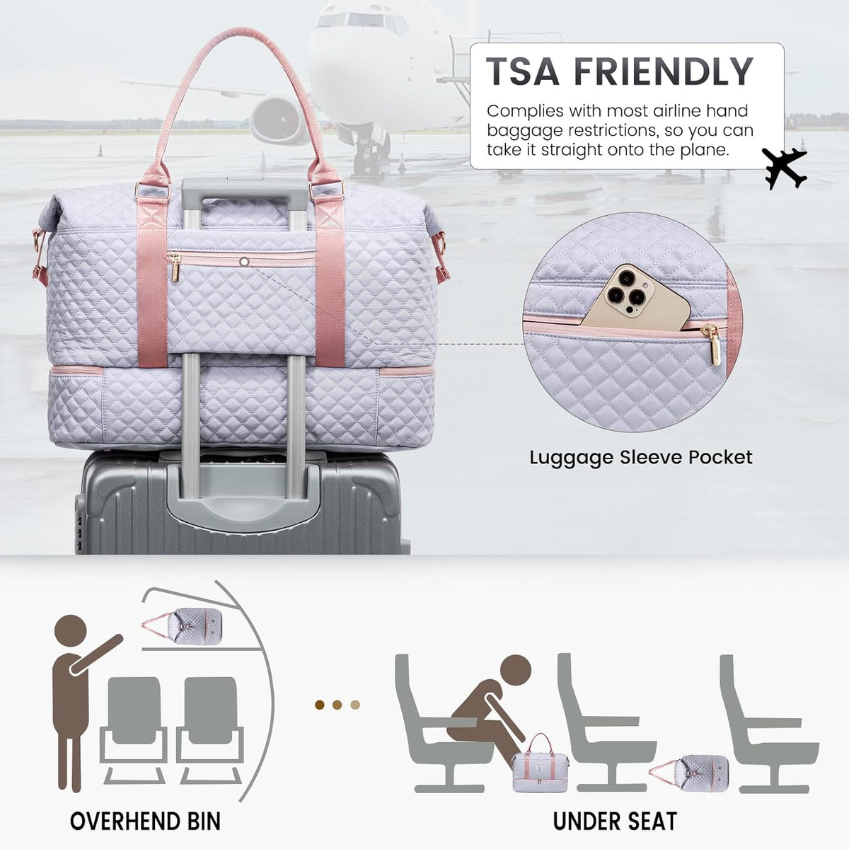 LOVEVOOK Travel Duffle Bag,Weekender Bags for Women with Shoe Compartment,Carry on Overnight Bag with Toiletry Bag,Gym Duffel Bag with Wet Pocket, Hospital Bags for Labor and Delivery