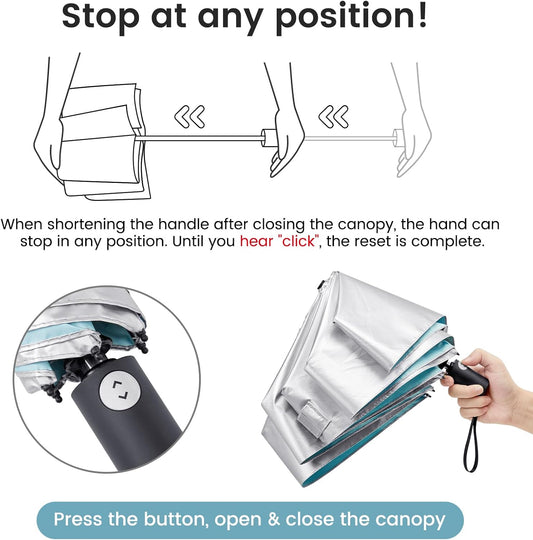 G4Free 43 Inch Travel Umbrella Ultralight UPF 50+ UV Protection Compact Sun Umbrella, Double Canopy Super Slim Small Portable Automatic Anti-bounce Close