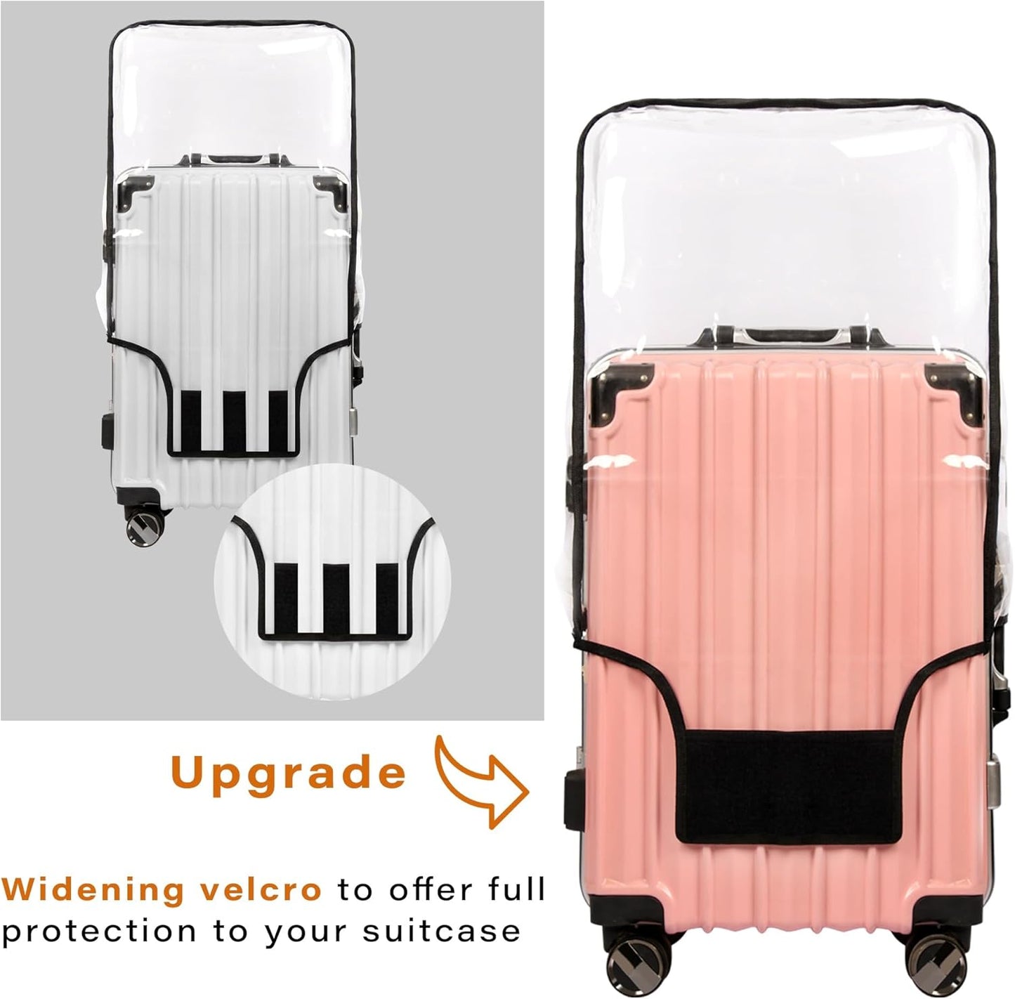 3PCS Clear PVC Suitcase Cover Protectors Transparent Luggage Covers Waterproof Wheeled Suitcase Dust Cover Dustproof Travel Luggage Sleeve Protector 20"+24" 28" (3PCS Upgraded)