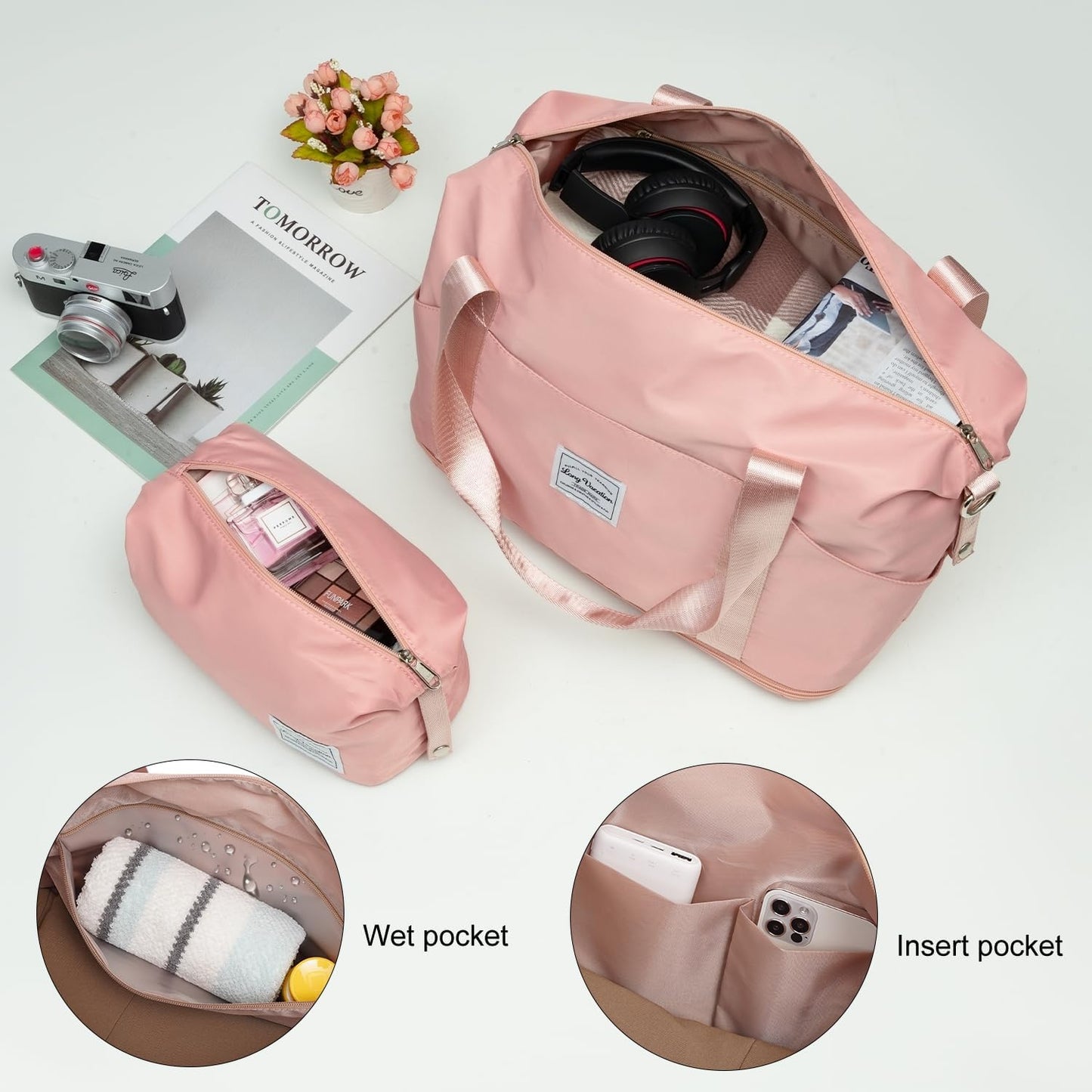 LONG VACATION 3 Piece Carry On Luggage 20 Inch Suitcase with Spinner Wheels, ABS+PC Hardshell Suitcase set with TSA Lock & YKK Zipper