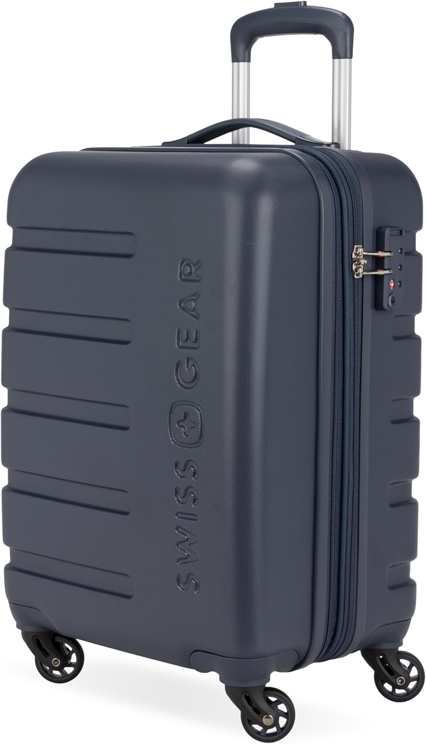 SwissGear 7366 Hardside Expandable Luggage with Spinner Wheels, Navy, Carry-On 19-Inch