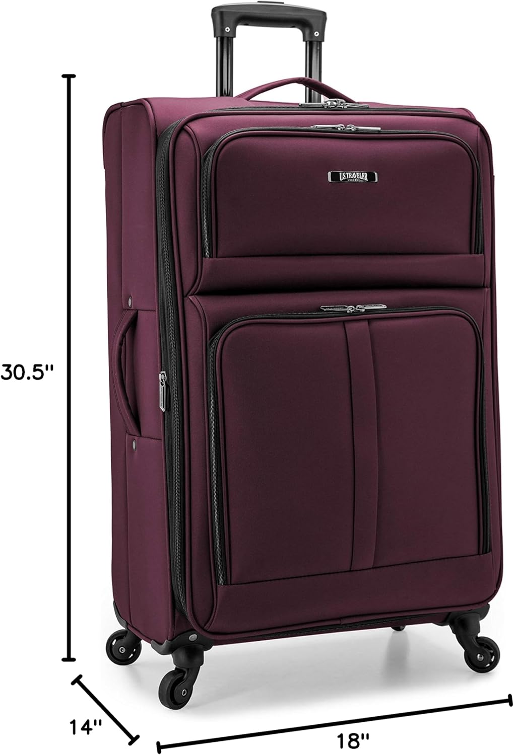 U.S. Traveler Anzio Softside Expandable Spinner Luggage, Burgundy, Checked-Large 30-Inch