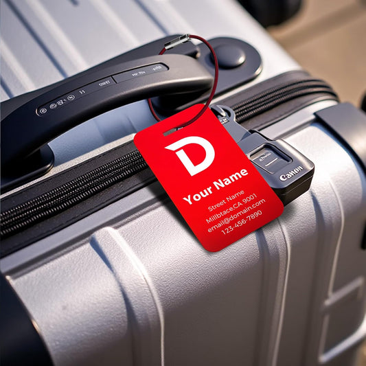 Personalized Luggage Tags, Custom Luggage Tags 4 Pack TSA Approved Double Sided Laser Engraving, Metal Luggage Tag for Suitcases with Stainless Loops, Name Tag for Bags, Backpacks (Red)