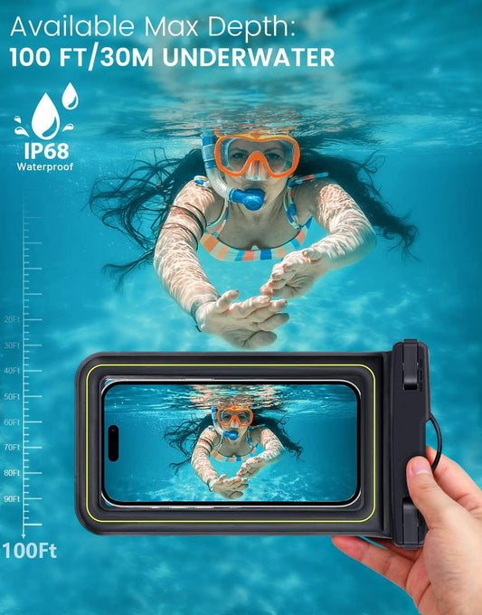 IP68 Waterproof Phone Pouch, Floating Waterproof Phone Case for iPhone 16 15 Pro Max Galaxy S24+ S23 Pixel 8 Pro with Detachable Lanyard, Cellphone Dry Bags Beach Vacation Essentials -2 Pack