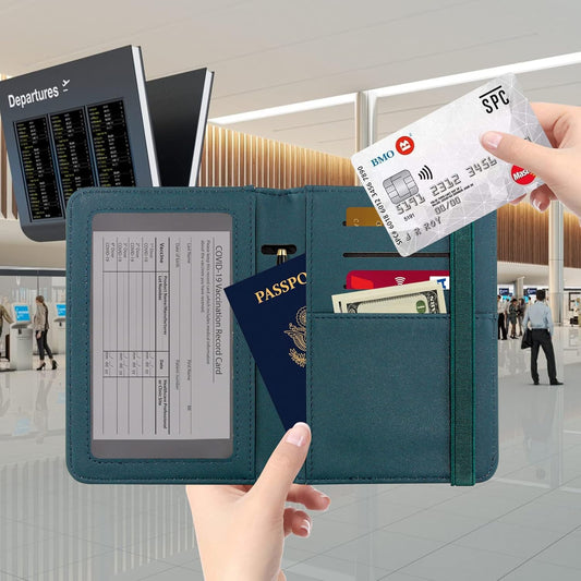 ZOPPEN Passport Holder Wallet, Passport Cover Travel Wallet Women Travel Essentials Accessories Document Organizer Travel Must Haves Rfid Blocking Cover Case for Women and Men, Green Black