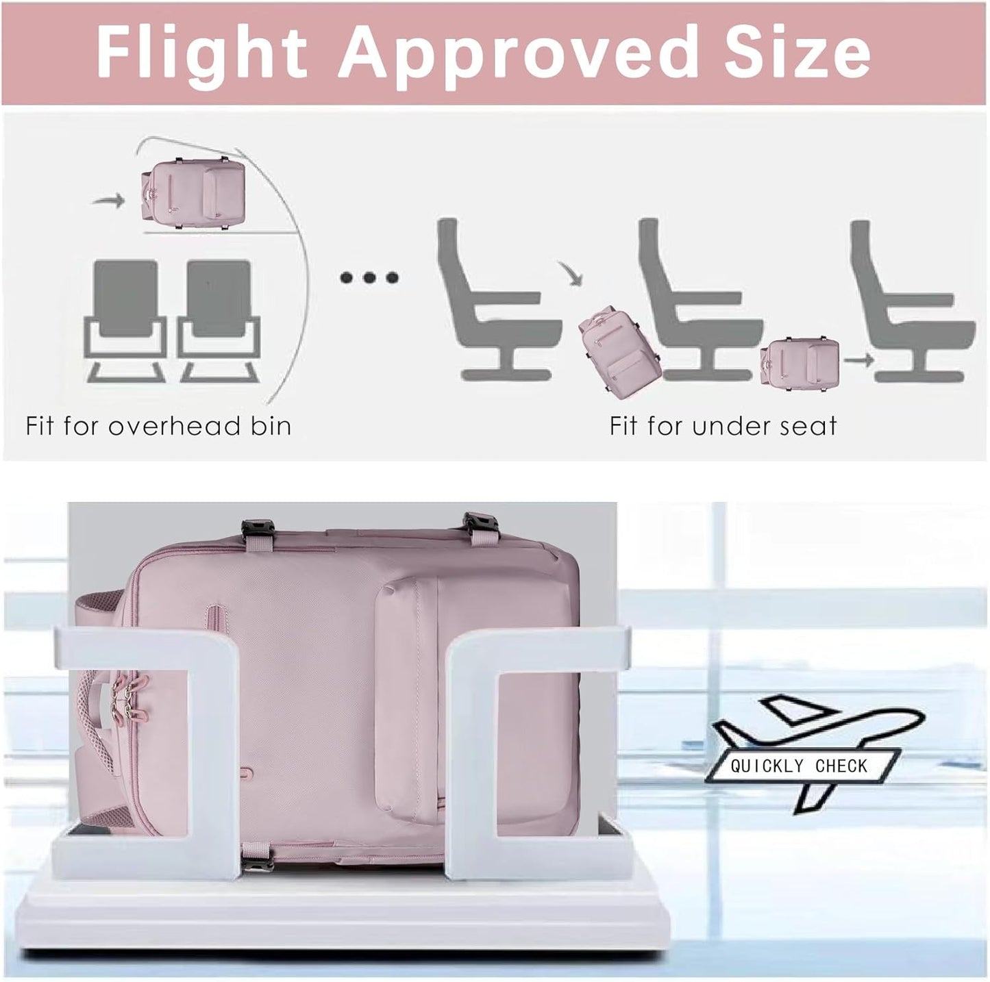 SHRRADOO Travel Laptops Backpack for Women Men, Casual Work Bag 17inch High School College Backpack Airline Approved Backpack for Hiking Business (Pink khaki)