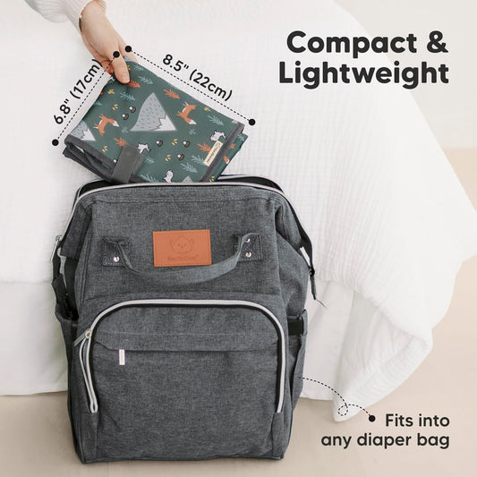 KeaBabies Portable Diaper Changing Pad, Easy Wipe Clean - Foldable Waterproof Baby Changing Mat for Diaper Bag, Compact, Lightweight, 25x13 Baby Changer Travel Essential, Machine Washable (Woods)