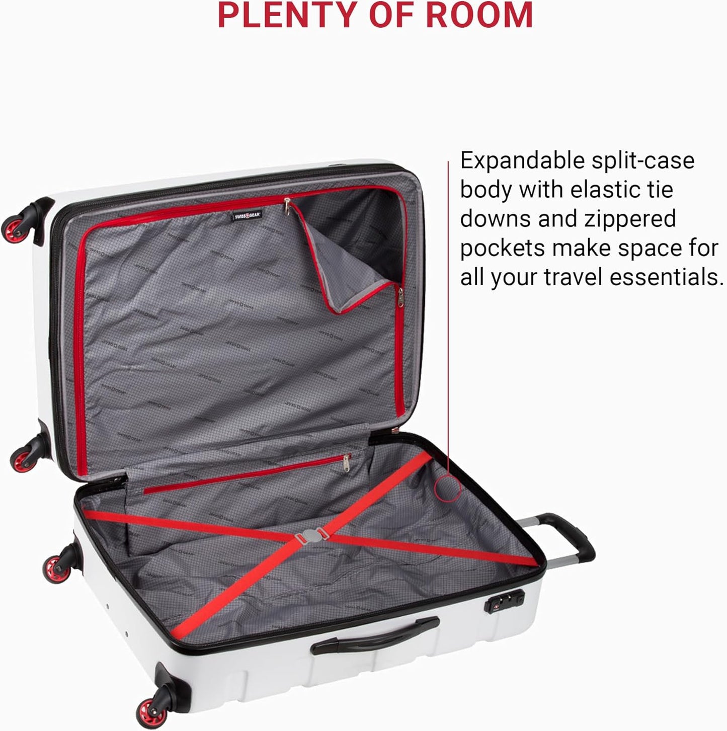 SwissGear 7366 Hardside Expandable Luggage with Spinner Wheels, White, Checked-Large 27-Inch