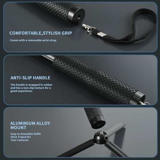 36'' Extension Selfie Stick Extendable Monopod Pole Waterproof Handle Grip Accessories Compatible for GoPro Max Hero 13 12 11 10 9 8 7 6 5 Insta360 AKASO DJI Osmo Action Camera and More