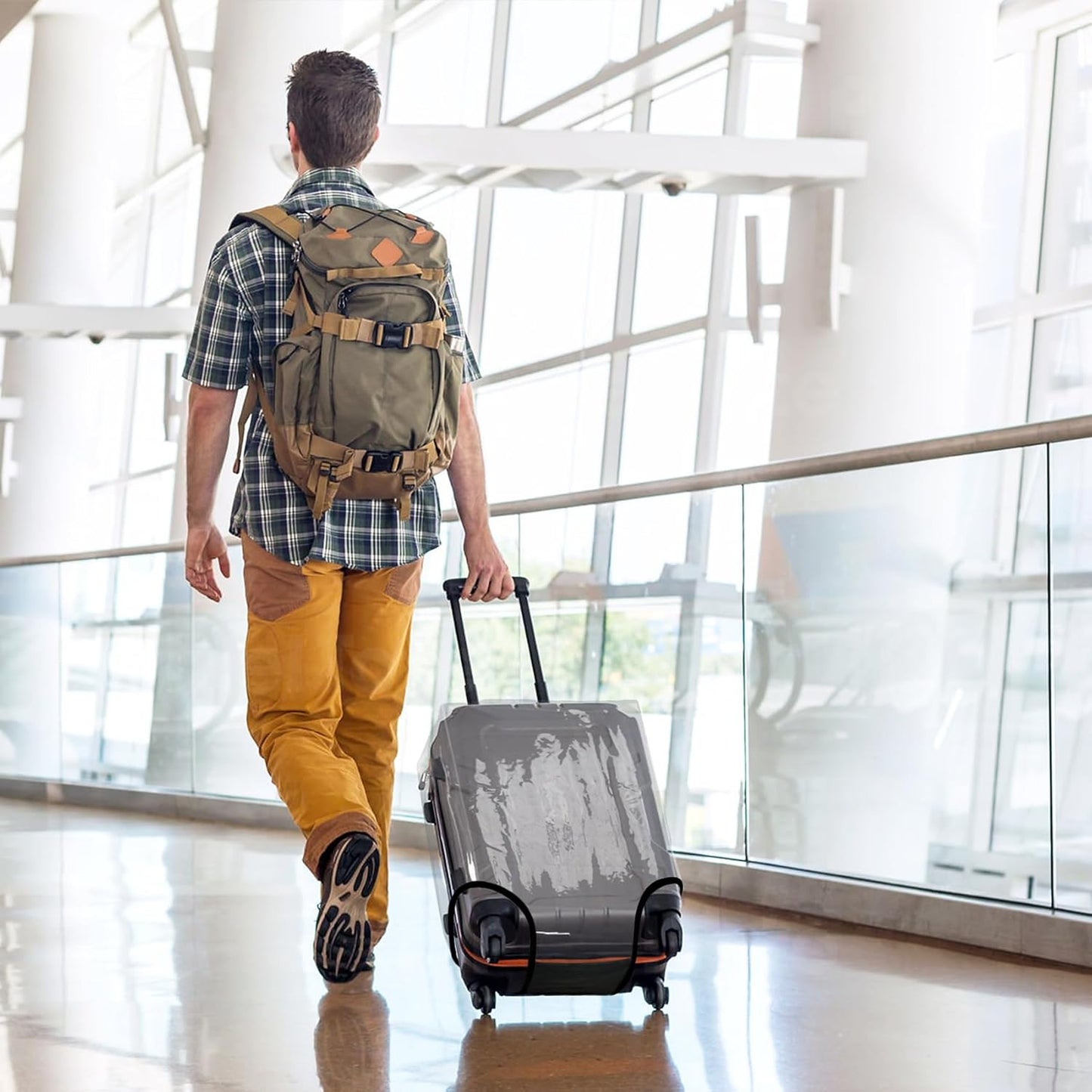 HYPER VENTURE Clear PVC Luggage Cover Full Transparent Suitcase Protector Fits 28 Inch Luggage, L