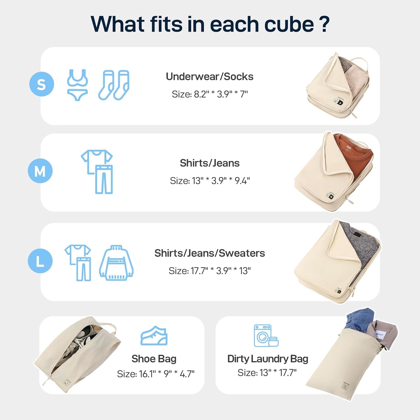 EPICKA 5 Set Ultra-Lightweight Compression Packing Cubes - Water Resistant Durable Travel Organizers Bags, Expandable Travel Accessories for Carry on, Luggage, Suitcase, Backpack