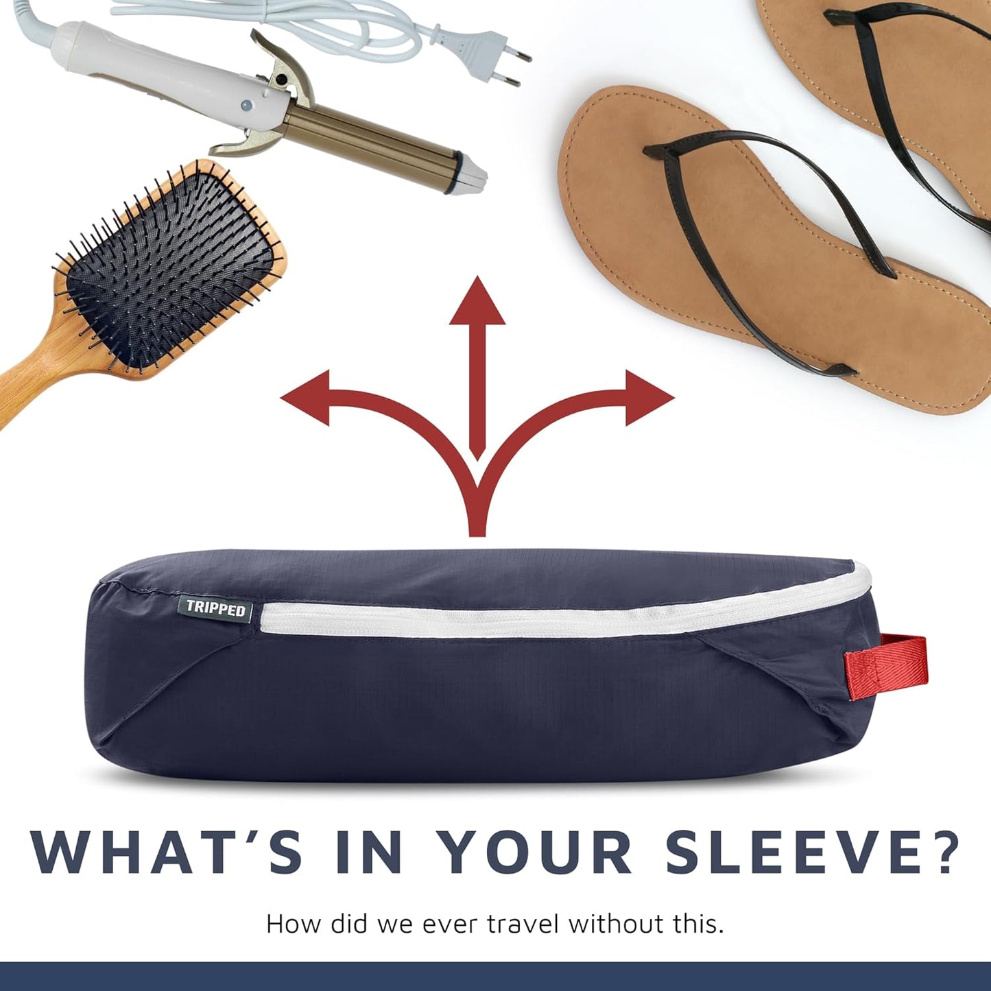 Large Compression Packing Cubes 6 Piece Set for Travel with Lightweight Laundry Bag for Carry-On Suitcase by TRIPPED Travel Gear (Navy)