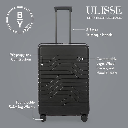 Bric's 28" Expandable Spinner Suitcase - Travel Luggage with TSA-Approved Lock and Hard Shell Exterior - B|Y Ulisse - Black