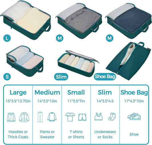 BAGAIL 6 Set Ultralight Compression Packing Cubes Packing Organizer for Travel Accessories Luggage Suitcase Backpack