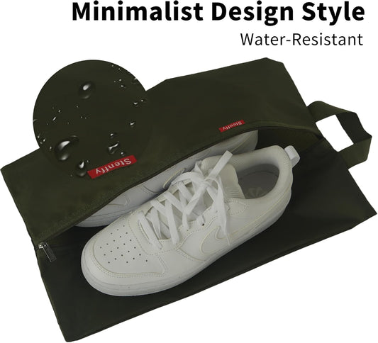 6pcs Portable Shoe Organizer, Travel Pouches with Zipper, Golf Shoe Bags, Clothes Bags, Soccer Cleats Bag, Shoe Pouch for Gym, Waterproof, Odor-Resistant (Dark Green)