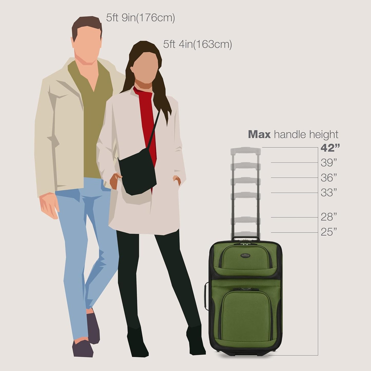 U.S. Traveler Rio Softside Expandable Carry-on Rolling Luggage, Green, 2 Wheel Set