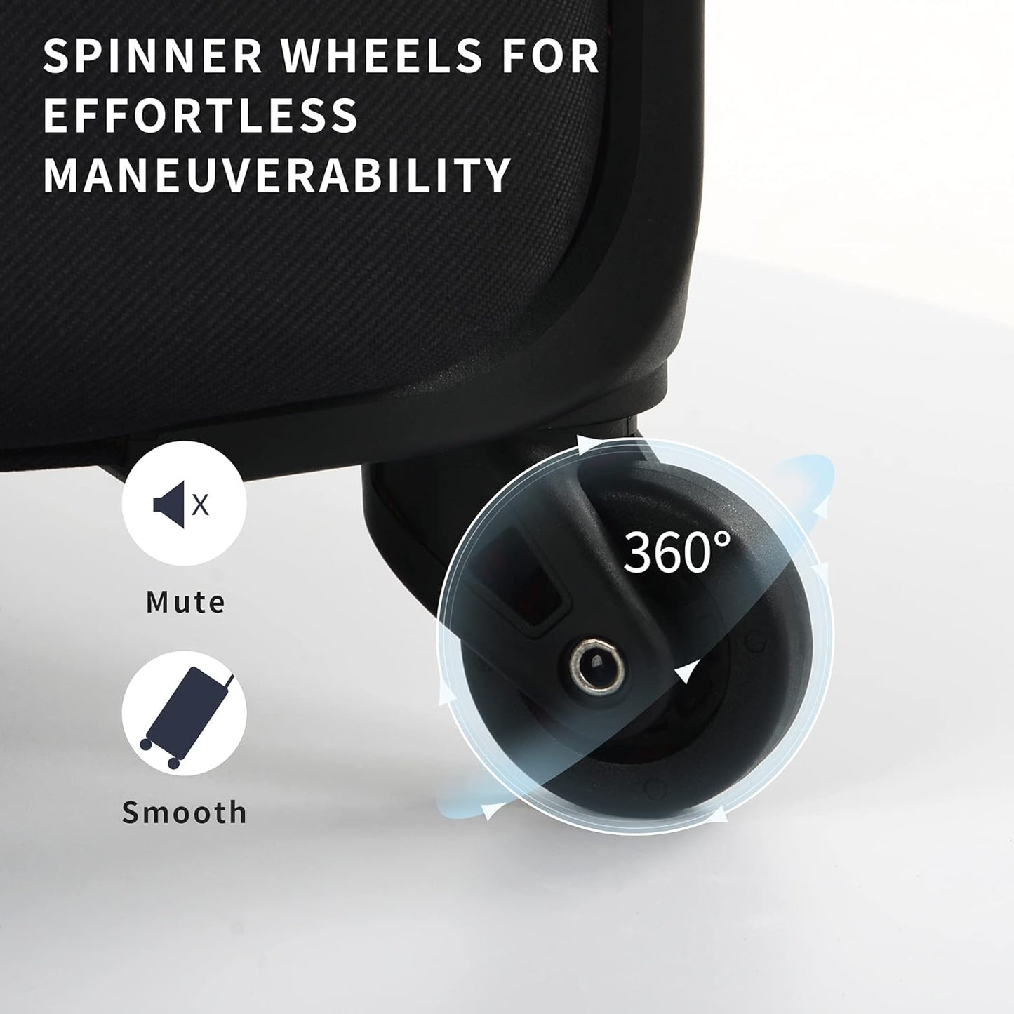 Merax Softside Luggage Set Softshell Lightweight 3 Piece Spinner Suitcase 22" 26" 30" Black