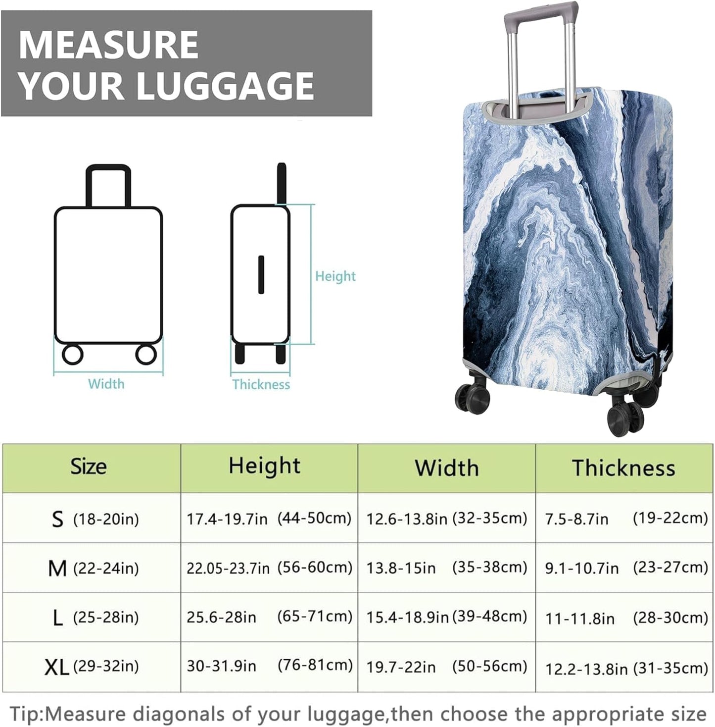 Travel Luggage Cover Suitcase Protector Fits 18-32 Inch Wheel Covers PatternedTravel Related Items Flower Luggage Protector Elastic XL