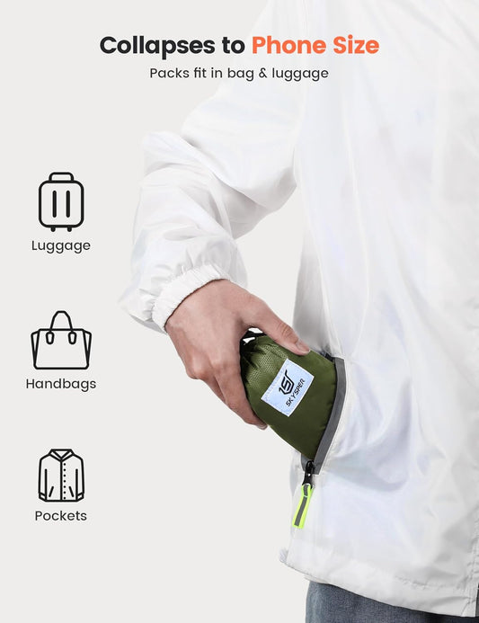 SKYSPER 16L Hiking Backpack Lightweight Small for Women Men, Foldable Packable Daypack - Travel Camping Backpack, Outdoor Hiking Bag (Armygreen)