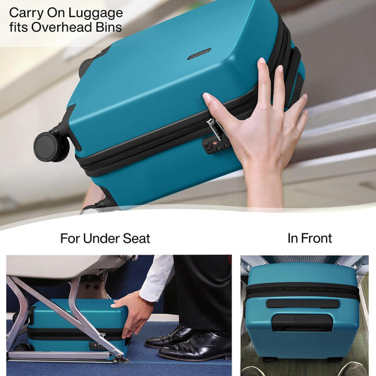 Hanke 16 Inch Underseat Carry On Luggage, Airline-Approved Hard Shell Small Suitcase with Spinner Wheels, Lightweight Tsa Lock Travel Luggage for Short Trips(Caribbean Blue)