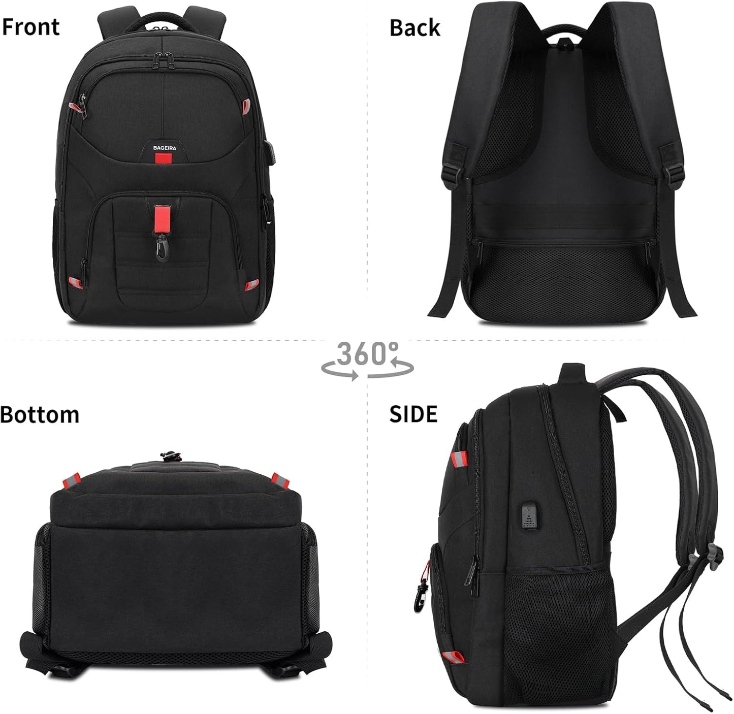Black Backpack for Men, School Backpack for Boys Teens, Backpacks for School, College backpack, Book Bag, Water Resistant Bookbag, Business Work Travel Mochilas escolares para adolescentes