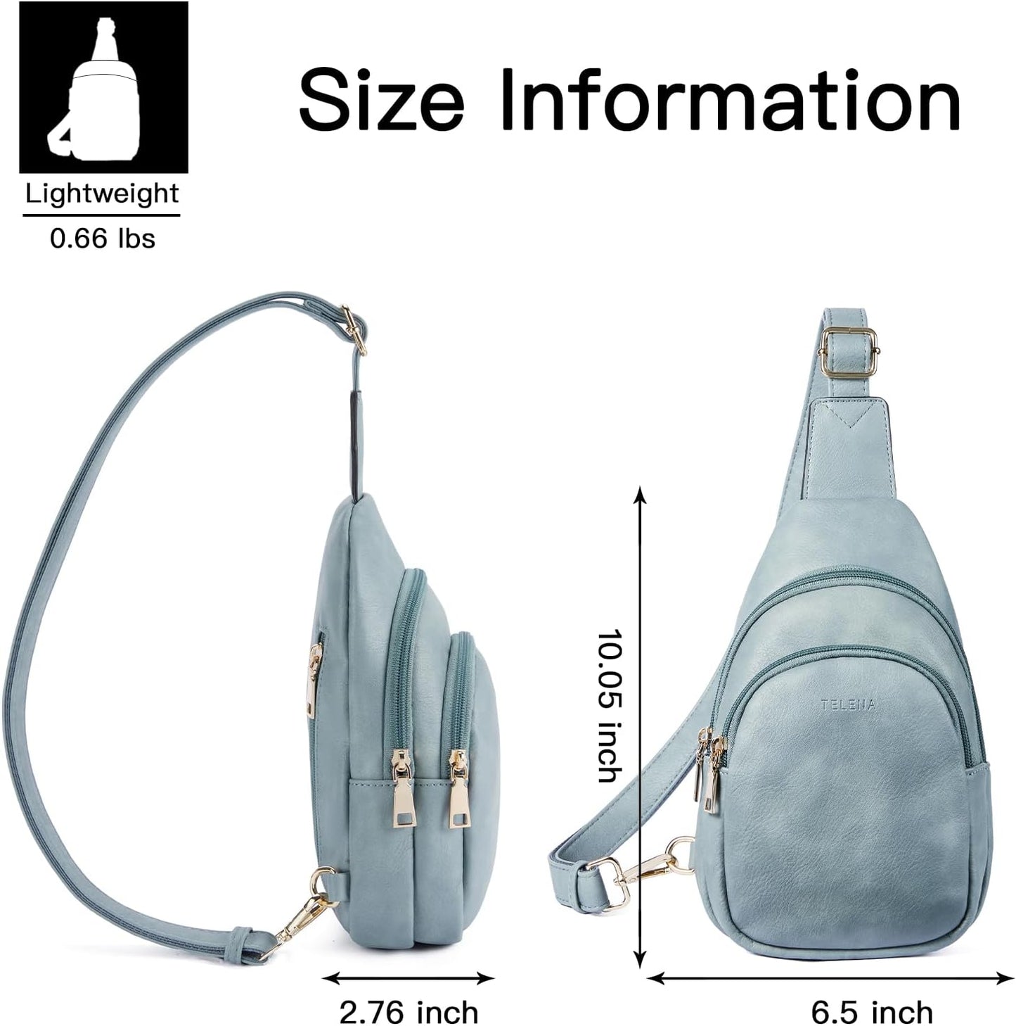 Telena Small Sling Bag for Women Leather Crossbody Fanny Packs Chest Bag for Women