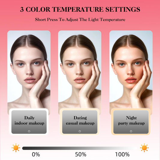 Travel Makeup Bag With LED Mirror,Cosmetic Train Case with 3 Color Setting,Cosmetic Makeup Organizer Bag with Adjustable Dividers,Portable Make up Box with Make up Brushes Holder Storage(Rose)