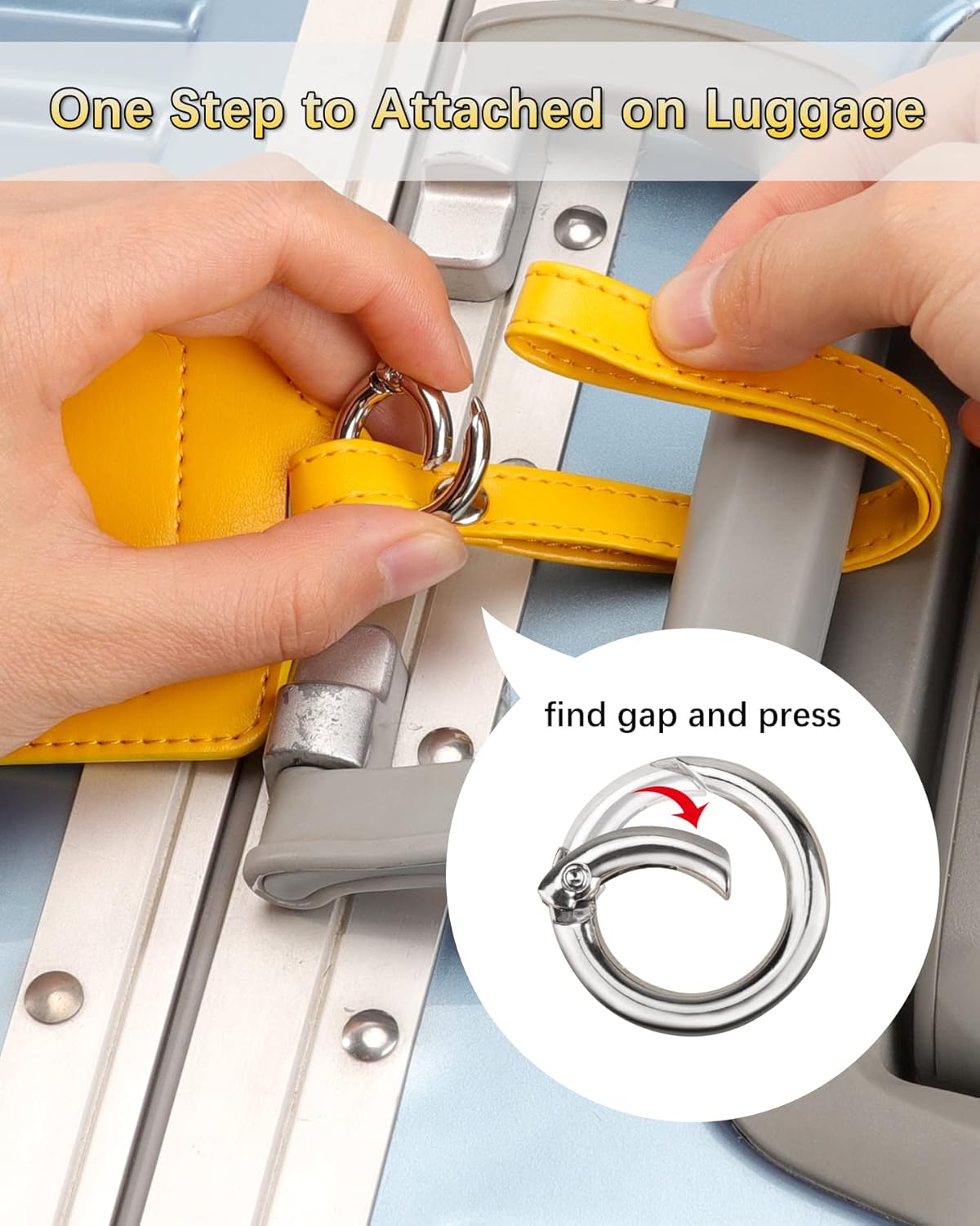 Teskyer Luggage Tags, 3 Pack Premium PU Leather Luggage Tags for Suitcases, Privacy Protection Travel Bag Tags, Yellow