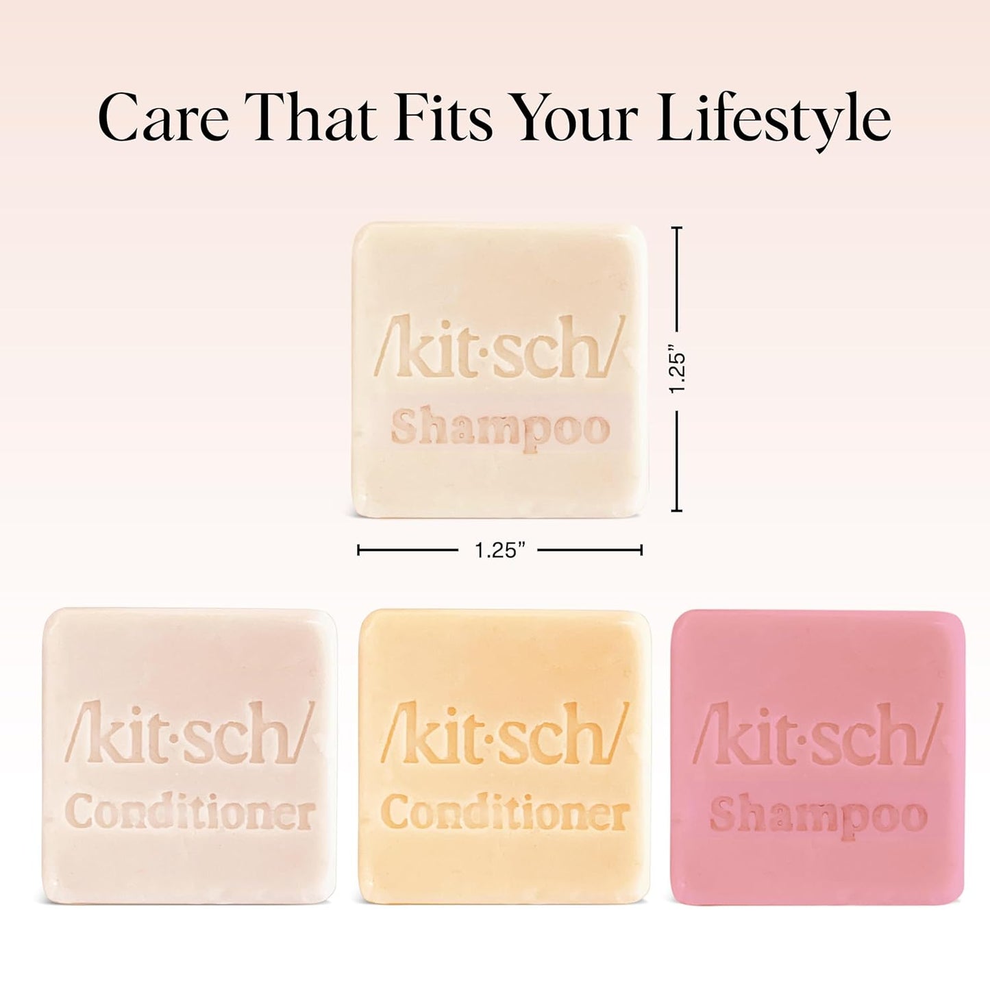 Kitsch Shampoo and Conditioner Set - 4pc Sampler Bars with Rice Water Shampoo and Conditioner, Castor Oil Shampoo & Coconut Oil Conditioner - Bottle-Free Beauty for Hair Growth, Repair & Moisture