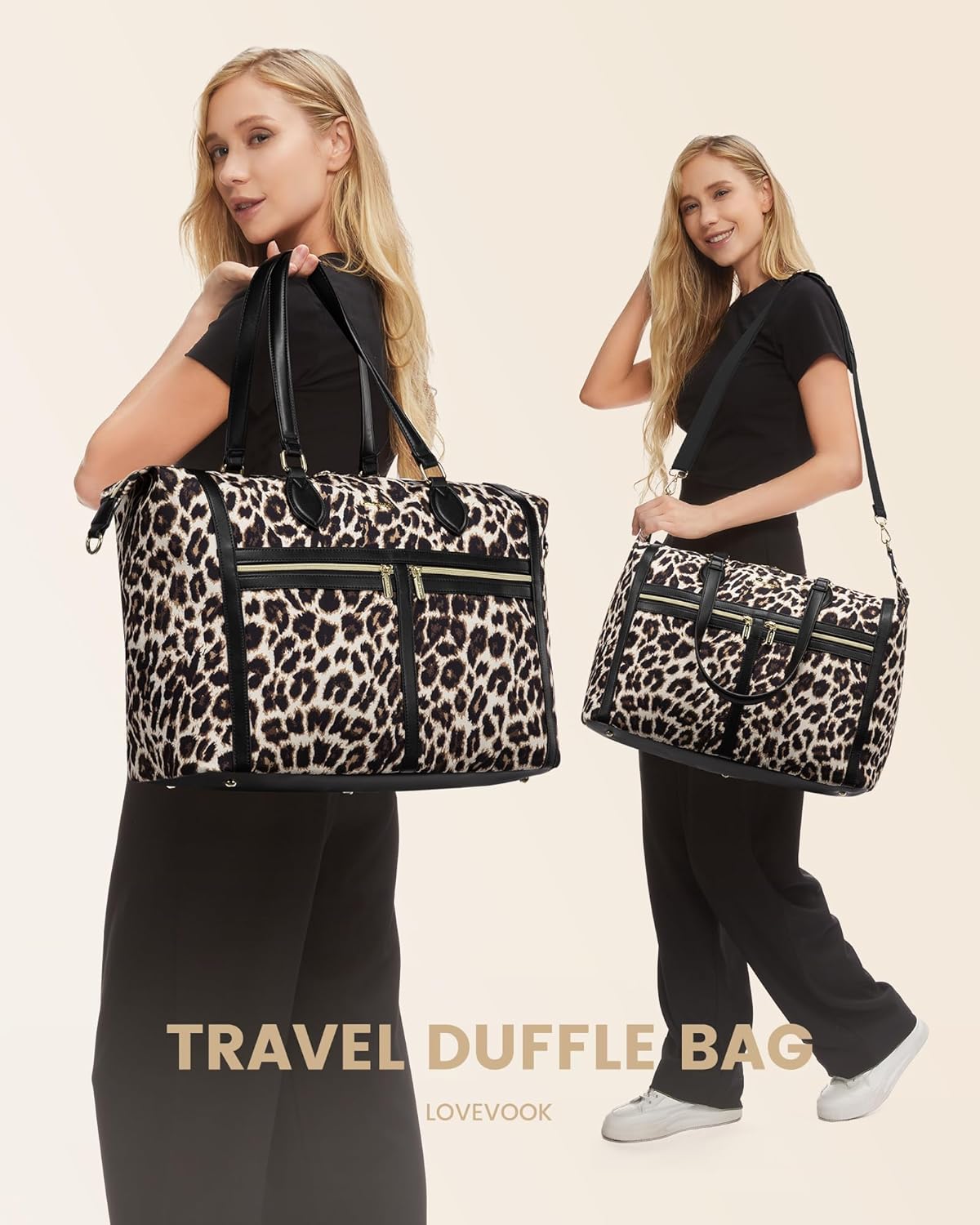 LOVEVOOK Travel Weekender 4-in-1 Duffle With Shoes Compartment, Carry On Overnight Bag, Toiletry Pouch & Wet Pocket, Large Tote for Women Labor Delivery Hospital