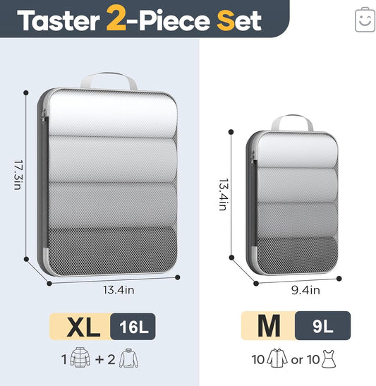 Veken 2/6/9/11 Set Compression Packing Cubes for Travel Essentials,Compressible Expandable Large Luggage Suitcase Organizer Bags for Clothing,Durable Space Saver Storage Bags(Black)