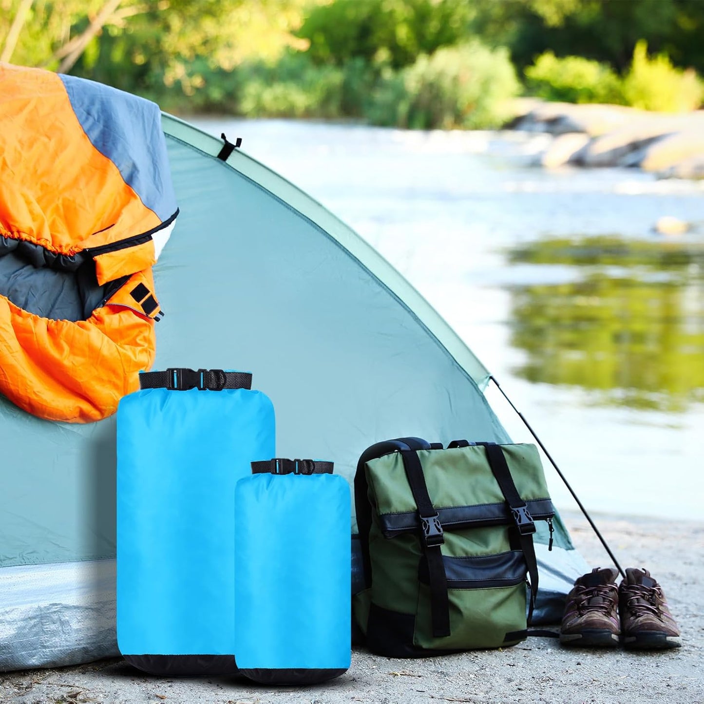 6 Pcs Waterproof Dry Bag Sack Lightweight Outdoor Dry Bags 35 L, 20 L, 15 L, 10 L, 5 L, 3 L Waterproof Boat Bag for Kayaking, Backpacking, Hiking, Camping Rafting(Blue)