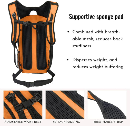 Zavothy 18L Multipurpose Hiking Backpack with 3L Water Bladder – Durable Hydration Backpack with Insulated Bladder Compartment, Hidden Helmet Holder & Rain Cover – for Hiking, Commuting, and Camping